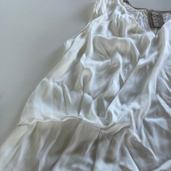 Dolan Top Womens Small White Satin V Neck Gathered Asymmetrical Anthropologie - Picture 10 of 12